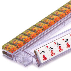 Yellow Mountain Imports mahjong racks top view highlights 15.7 inch tile space for a comfortable layout