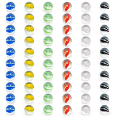 Yellow Mountain Imports translucent glass marbles in six colors suited for Chinese checkers.