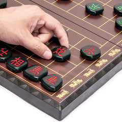 Yellow Mountain Imports Xiangqi storage inside board keeps pieces neatly organized.