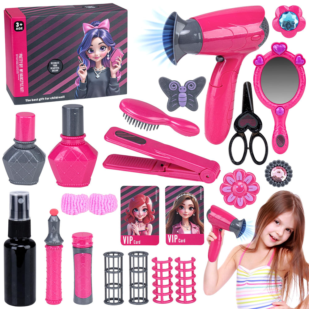 Yellow River Beauty Hair Salon Playset 22-piece kit for creative pretend styling