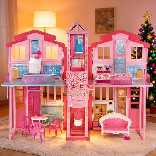 Yellow River large doll house with elevator, inviting kids to explore vertical storytelling