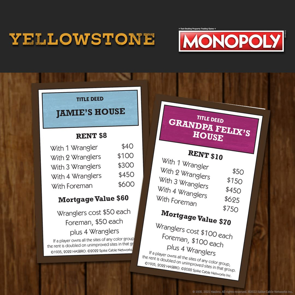 Yellow Stone Monopoly Dutton Ranch Main House image provides a familiar setting for play.