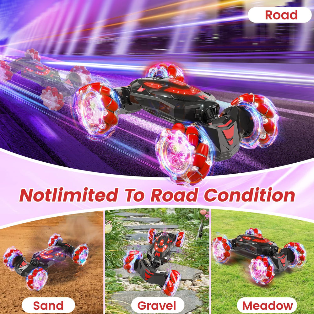 YEMIAI gesture-sensing RC stunt car performing 360-degree spins for dynamic stunts.