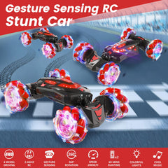 YEMIAI gesture-sensing RC stunt car with LED lights for exciting night displays.