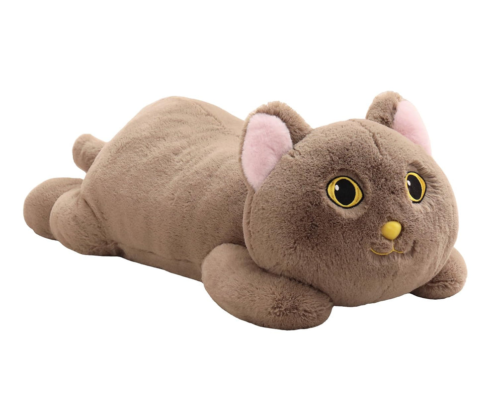 YESGIRL cat weighted plush 26.4-inch brown cuddle pillow for calm moments