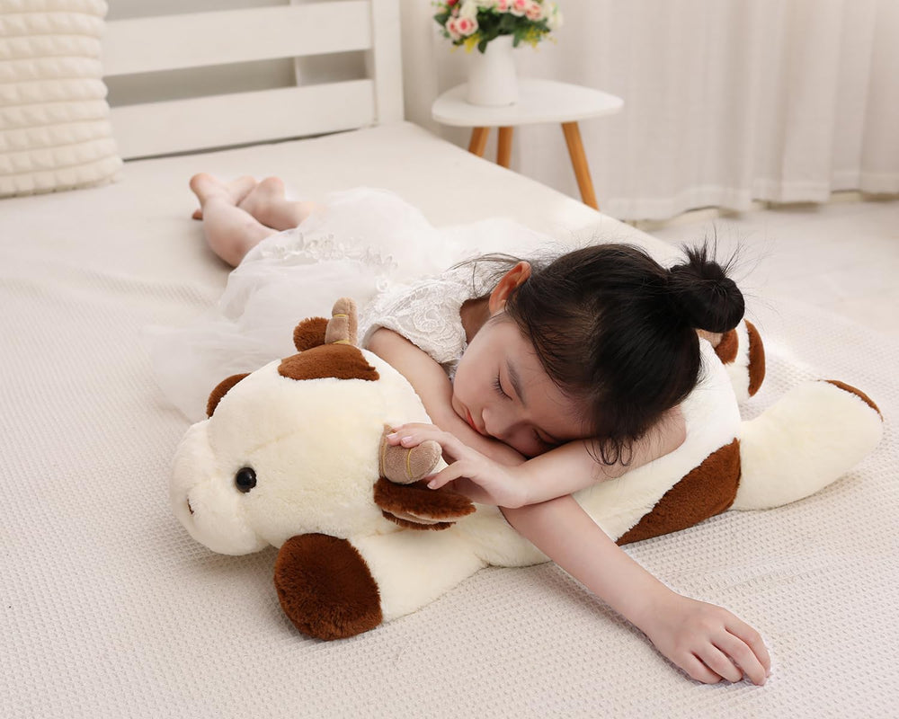 YESGIRL cow weighted plush stitching and fabric detail for durable, soft snuggle moments.