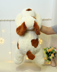 YESGIRL weighted dog plush close-up shows vivid eyes and nose.