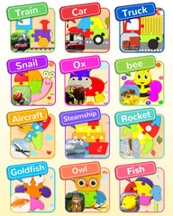 Yetonamr thick-piece wooden puzzle is easy for little hands to grip and assemble.
