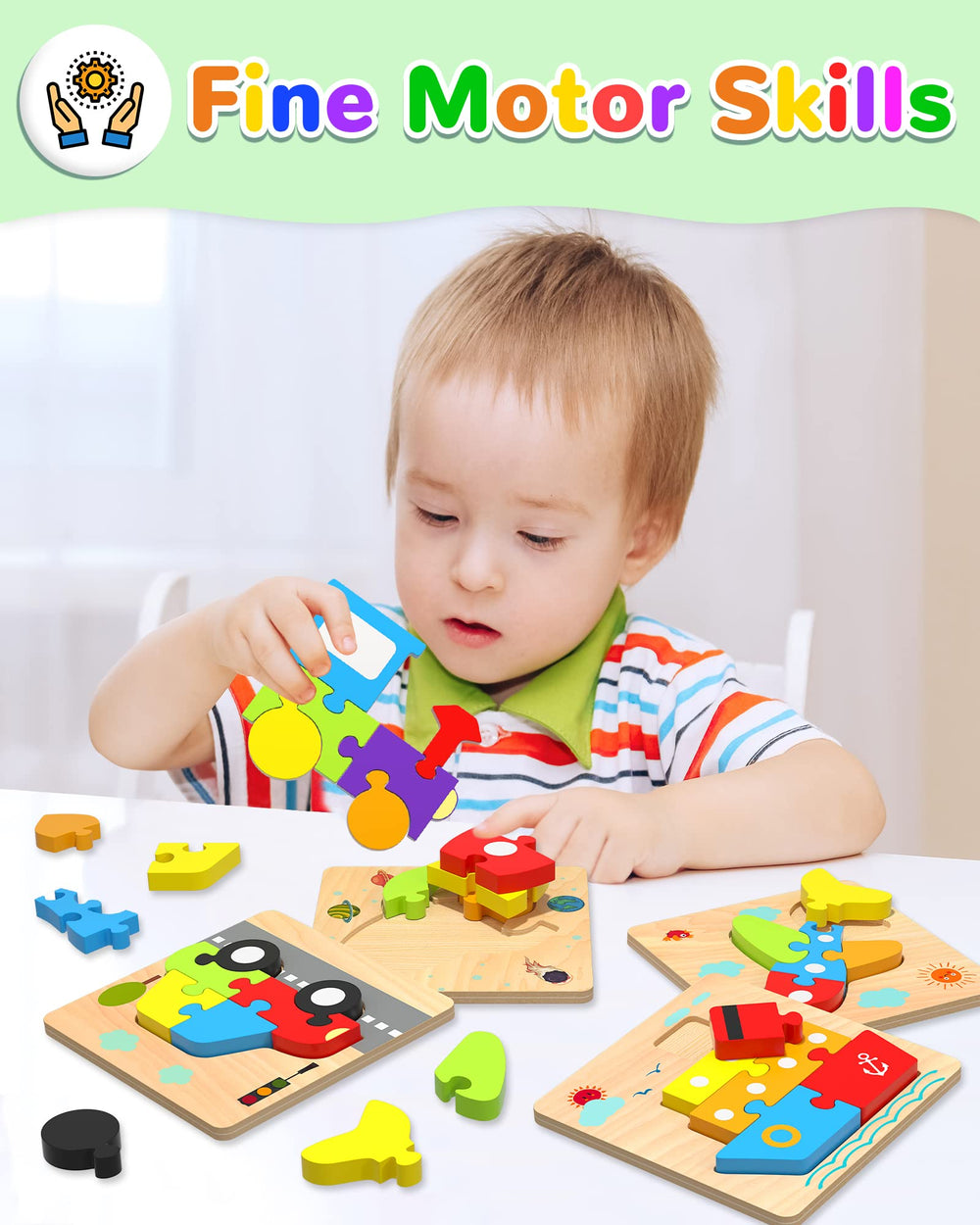 Yetonamr wooden toddler puzzle aircraft invites color recognition and imaginative play.