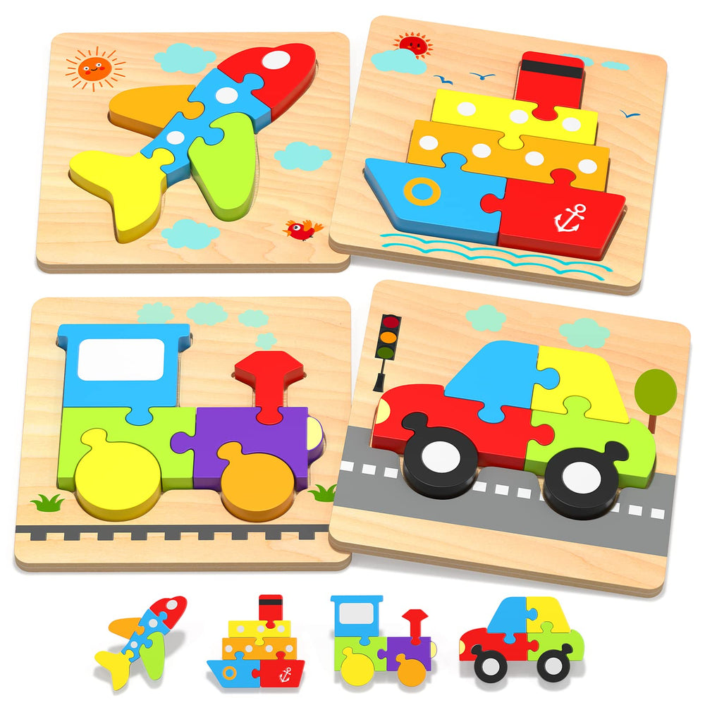 Yetonamr wooden toddler puzzles car for little hands and early problem solving.