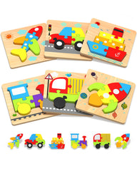 Yetonamr wooden toddler puzzle car supports fine motor skill development through hands-on play.