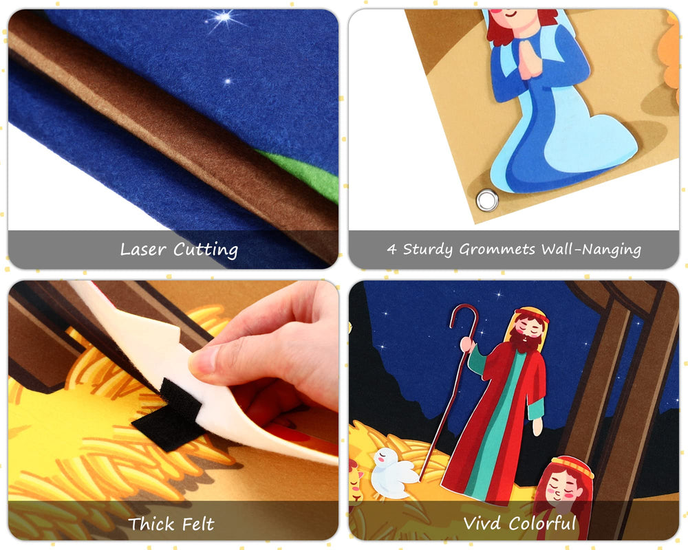 Yexiya wall-hanging nativity display for classroom decor and learning.