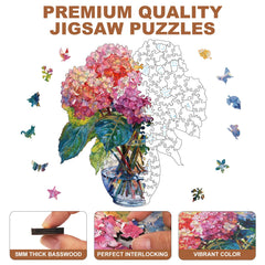 Yezavesu flower puzzle close-up showing vibrant hydrangea colors