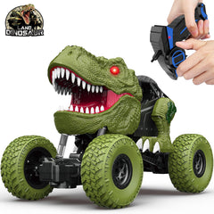 YEZI RC dinosaur car front view with bold design for outdoor play