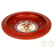 Ygebet 11-inch wooden roulette wheel front view, authentic solid wood for home casino nights.