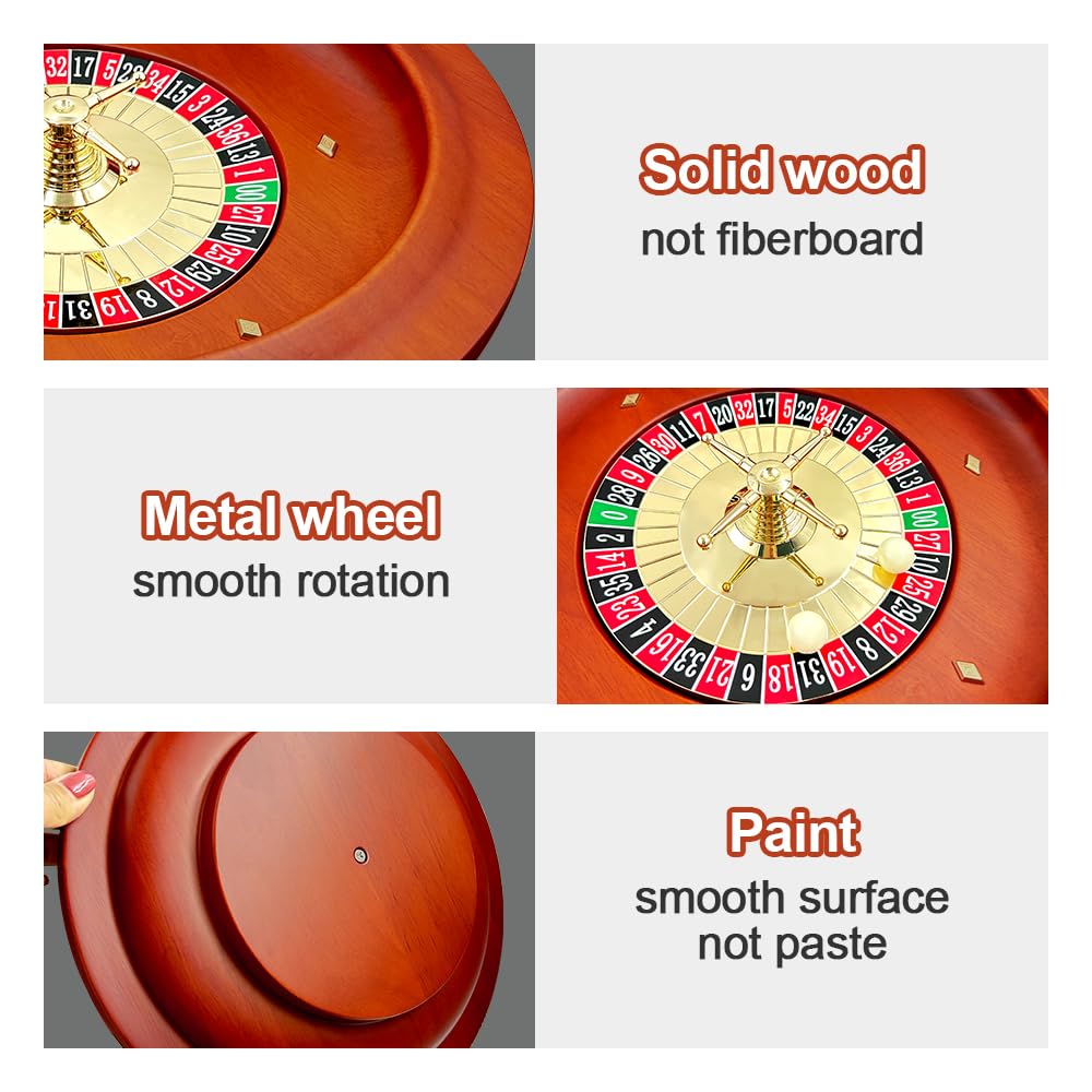 Ygebet wooden roulette wheel with two included balls for immediate setup.
