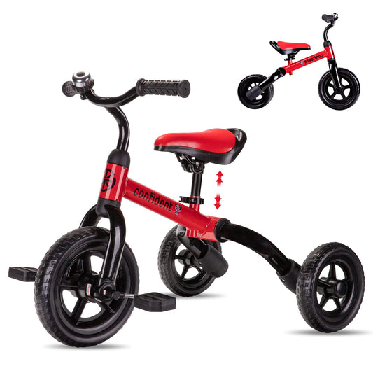 YGJT 3 in 1 tricycle folding red frame for easy outdoor play and storage.