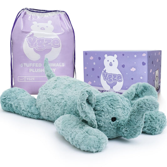 YGZE weighted elephant plush full view inviting cozy hugs