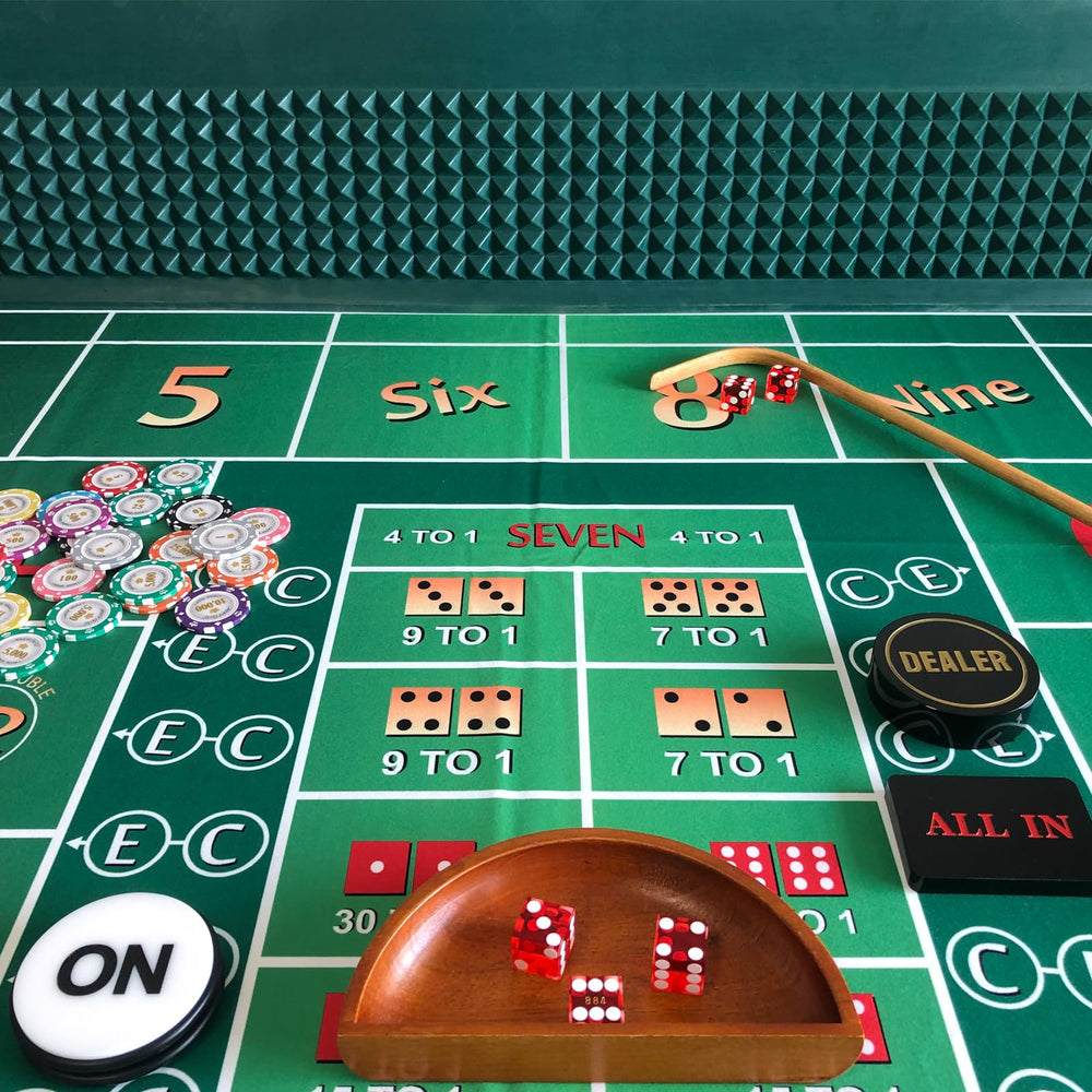 Casino-style craps layout mat ideal for craps, dice games, and poker nights