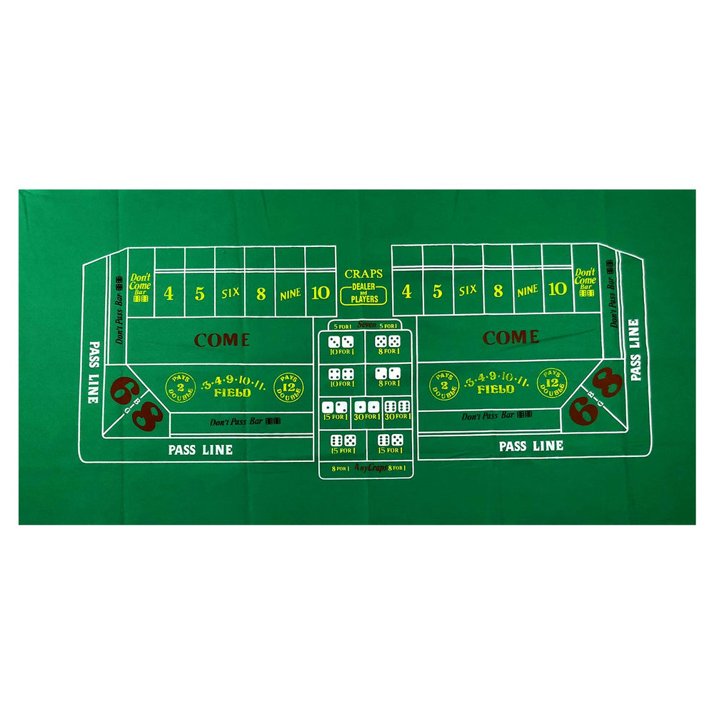 YH Poker craps layout on 36x72 green felt for authentic home casino nights