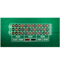 YH Poker roulette layout on green felt, 36x72 inches, ideal for home casino nights.