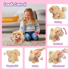 YH YUHUNG walking dog toy with leash and remote control for guided fun
