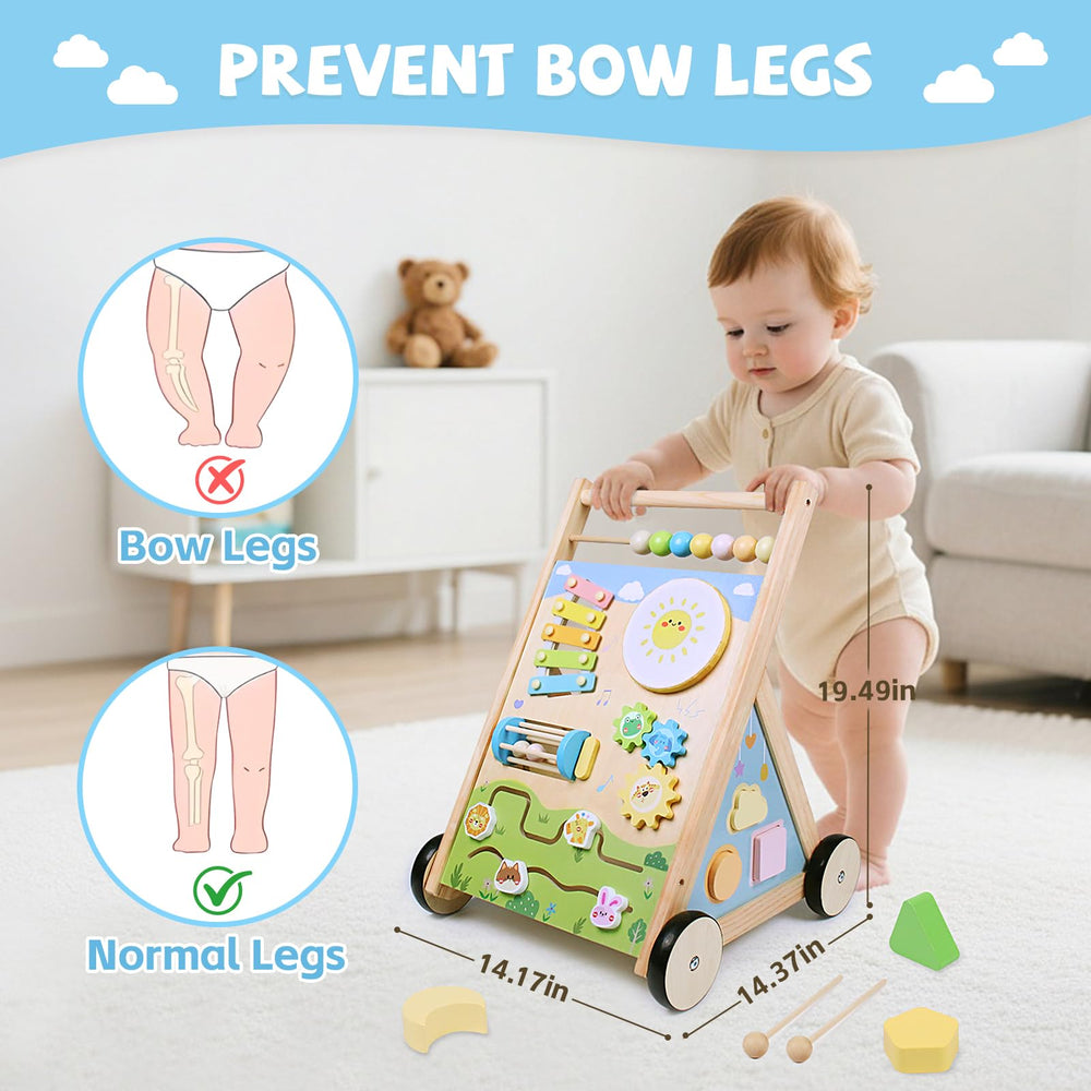 YHHYTOY walker features quiet rubber wheels protecting floors during toddler play