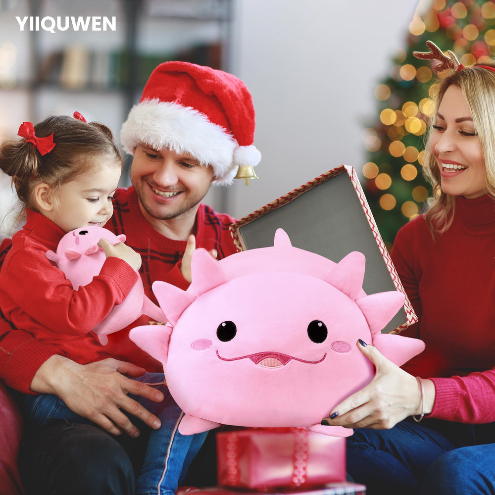 YIIQUWEN axolotl vacuum packaging demo—unboxing reveals soft, ready-to-enjoy plush.