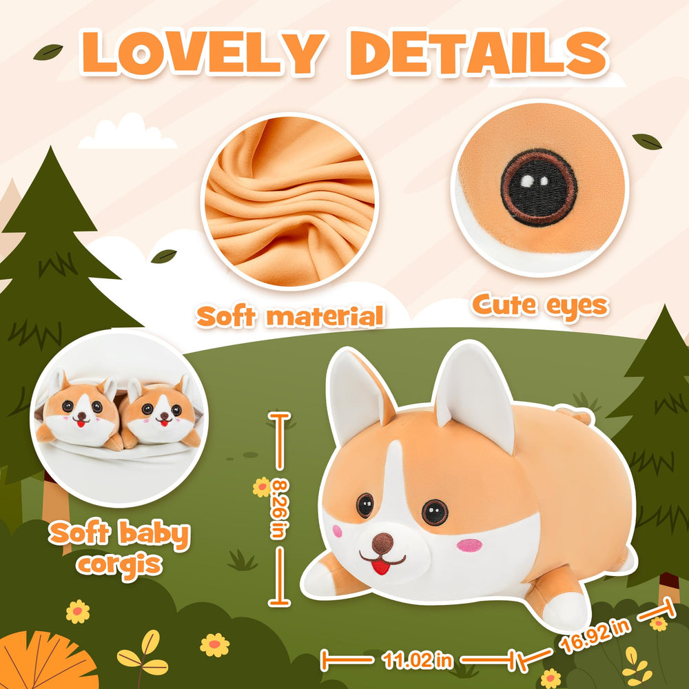 YIIQUWEN Corgi Mommy with Puppies back view, soft and comforting for bedtime