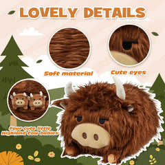 YIIQUWEN Highland Cow plush soft-material highlights gentle, cuddly comfort for bedtime