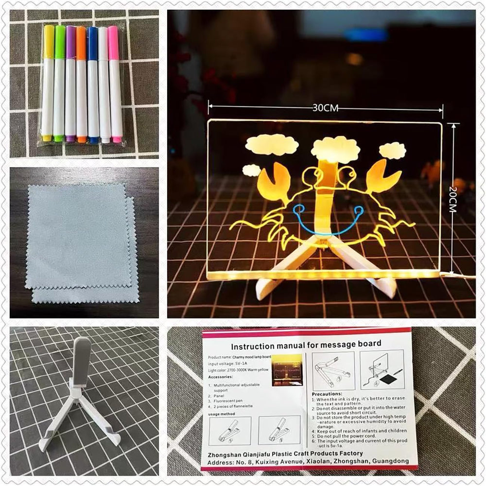 Yiishuiil illuminated acrylic board enhances writing visibility.