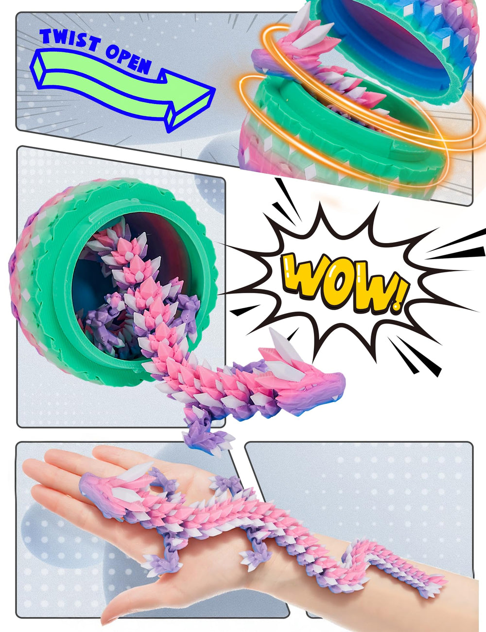 YILCER Articulated dragon figure offers flexible pose for fidget fun.