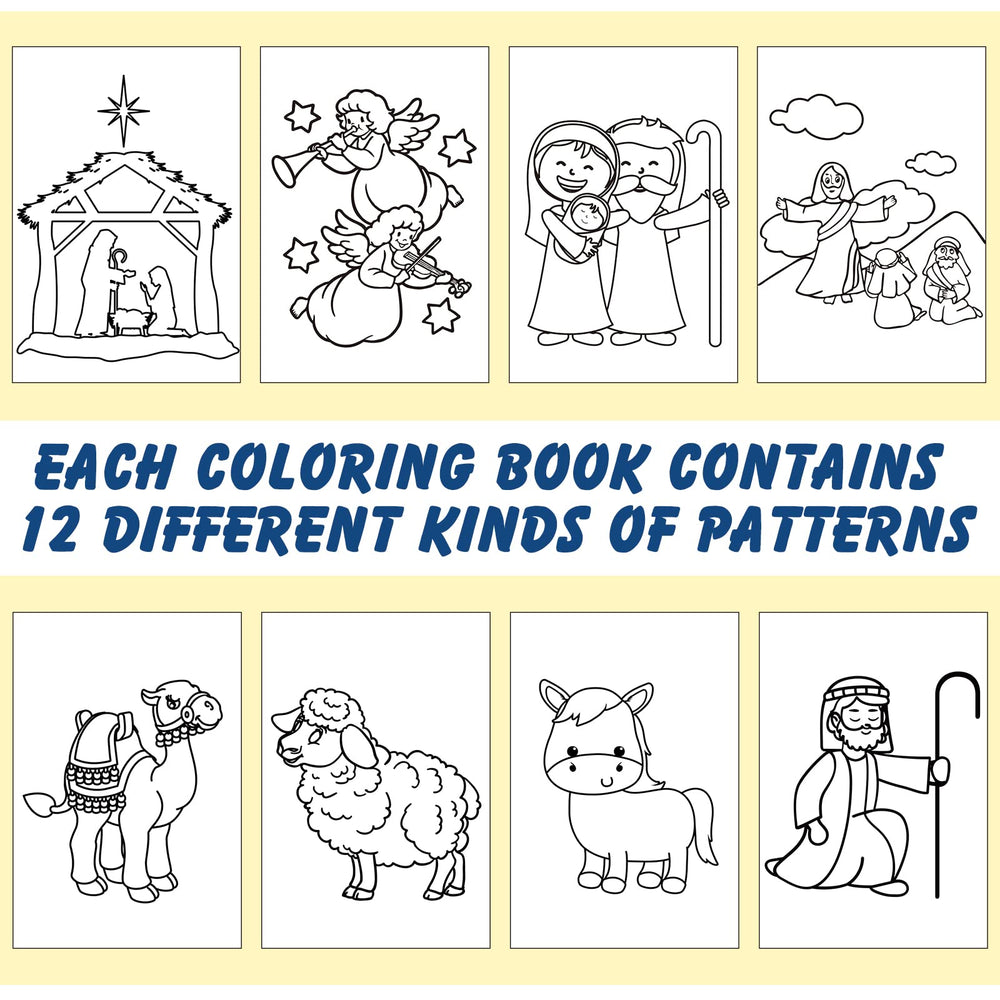 Yinder nativity animals scene with sheep and camels for warm coloring moments