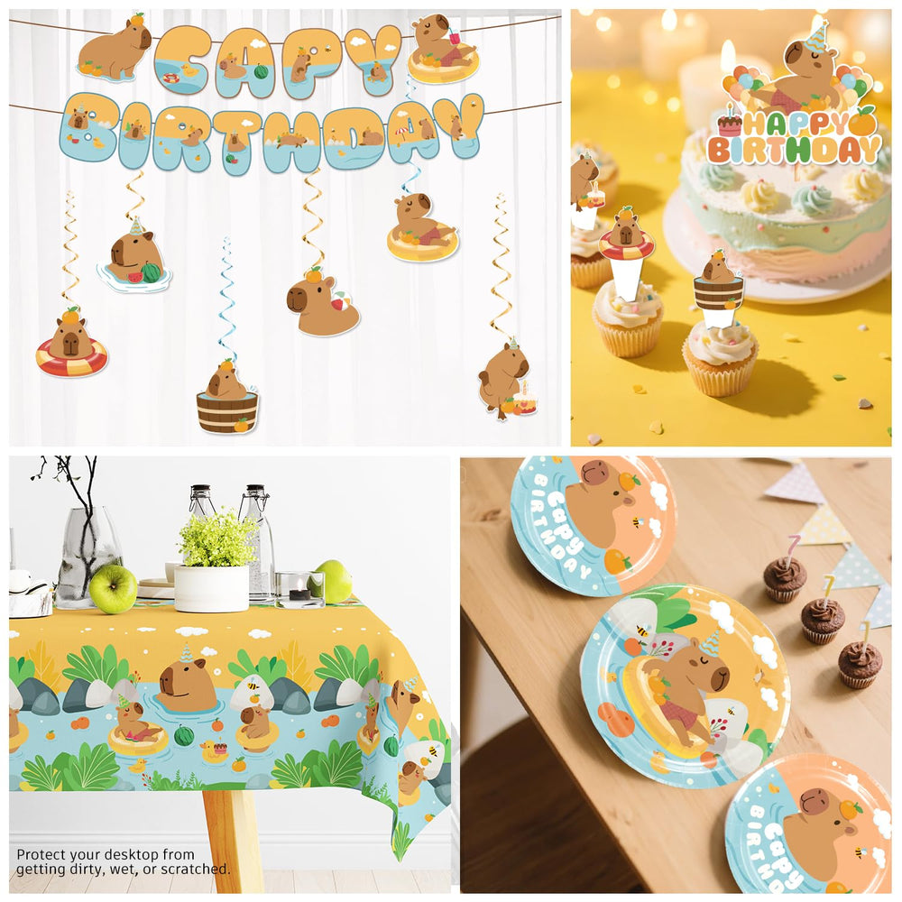 Yingoto capybara tableware set covers 25 guests for simple planning.