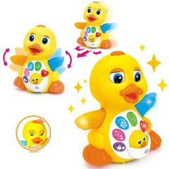 Yiosion yellow duck in action inspires engagement as babies chase and explore cause-and-effect.