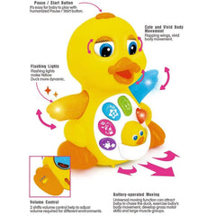 Yiosion duck's buttons highlight playful learning and fine motor practice during playtime.