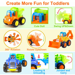 Yiosion Push and Go Tractor front view, sturdy build for sandbox play