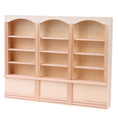 Yiphates mini bookcase display shelf highlights durable wood craftsmanship for 1:12 dollhouses.