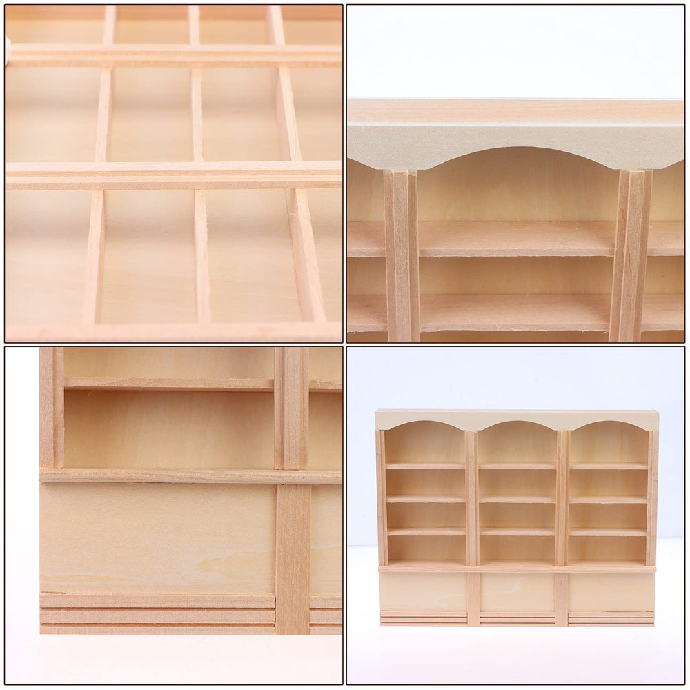 Yiphates wooden dollhouse furniture bookcase gives a sturdy display piece for decor.