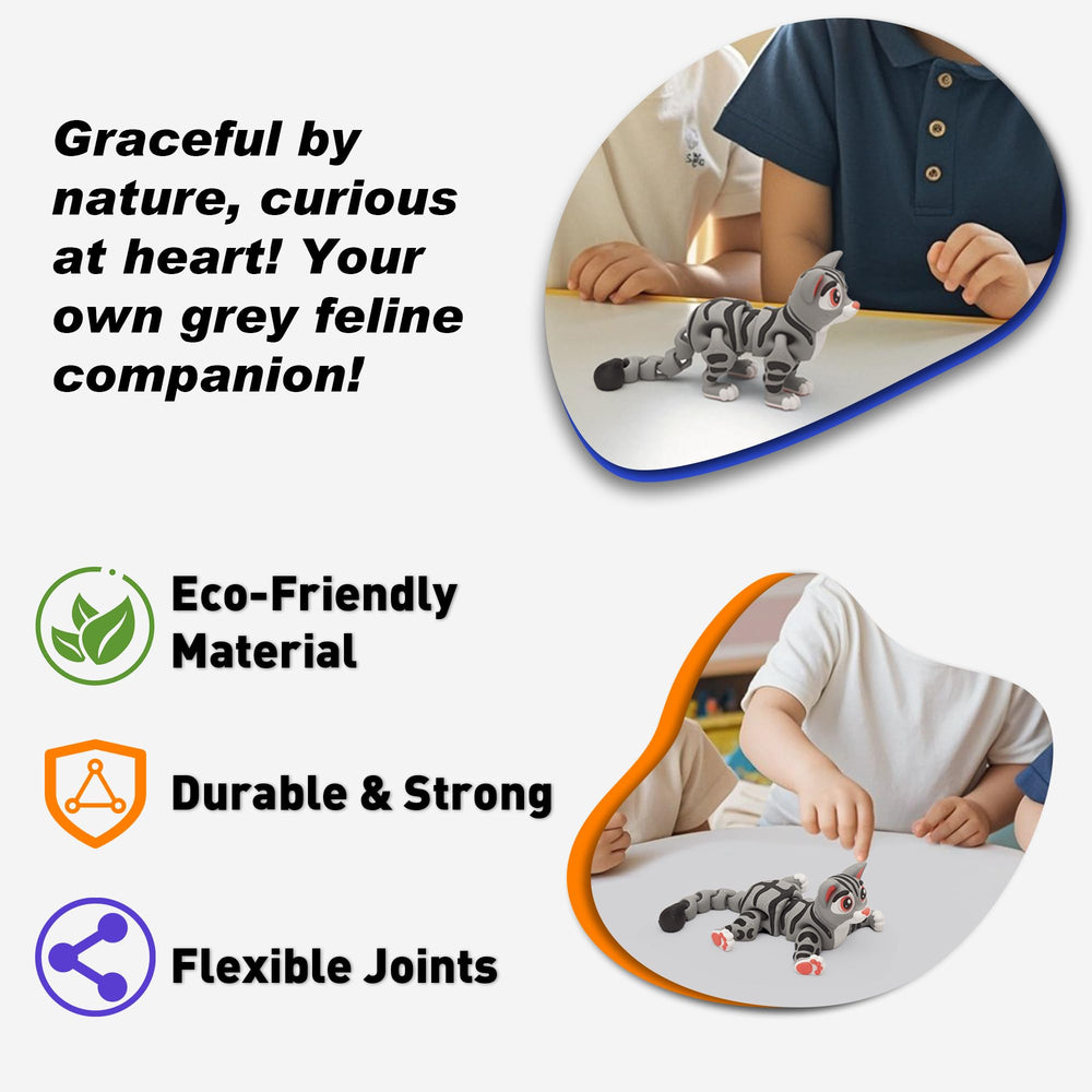 Compact desktop sculpture in grey cat tones from Yipintang