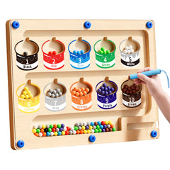 Yisryerow magnetic color and number maze beads on tracks improve color and number recognition.