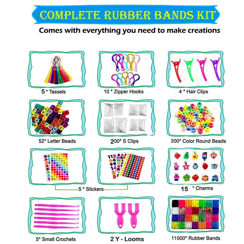 Storage case with color compartments keeps loom bands organized for easy crafting sessions
