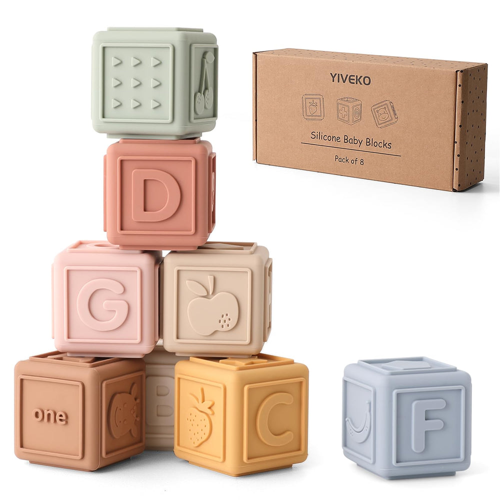 YIVEKO Baby Blocks with animals for early visual learning and stacking fun