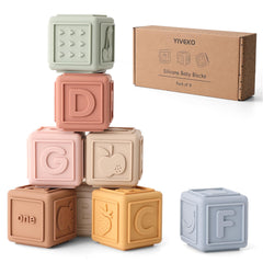 YIVEKO Baby Blocks with animals for early visual learning and stacking fun