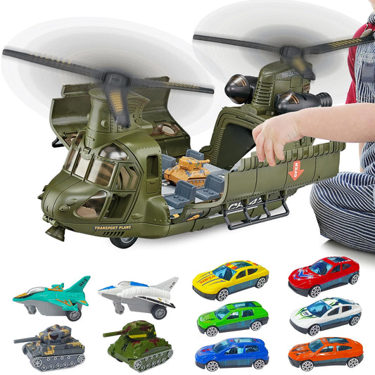 Yiwsnust military helicopter toy with lights and sounds for immersive play