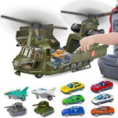 Yiwsnust military helicopter toy with lights and sounds for immersive play