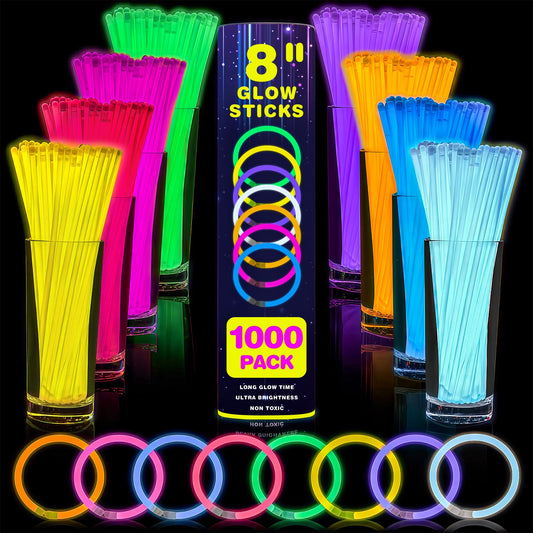 YixangDD glow sticks 8-inch bulk pack for vibrant party lighting.