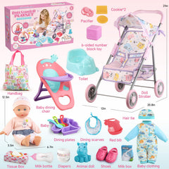 YIYBM 12.5-inch baby doll included for realistic role play.
