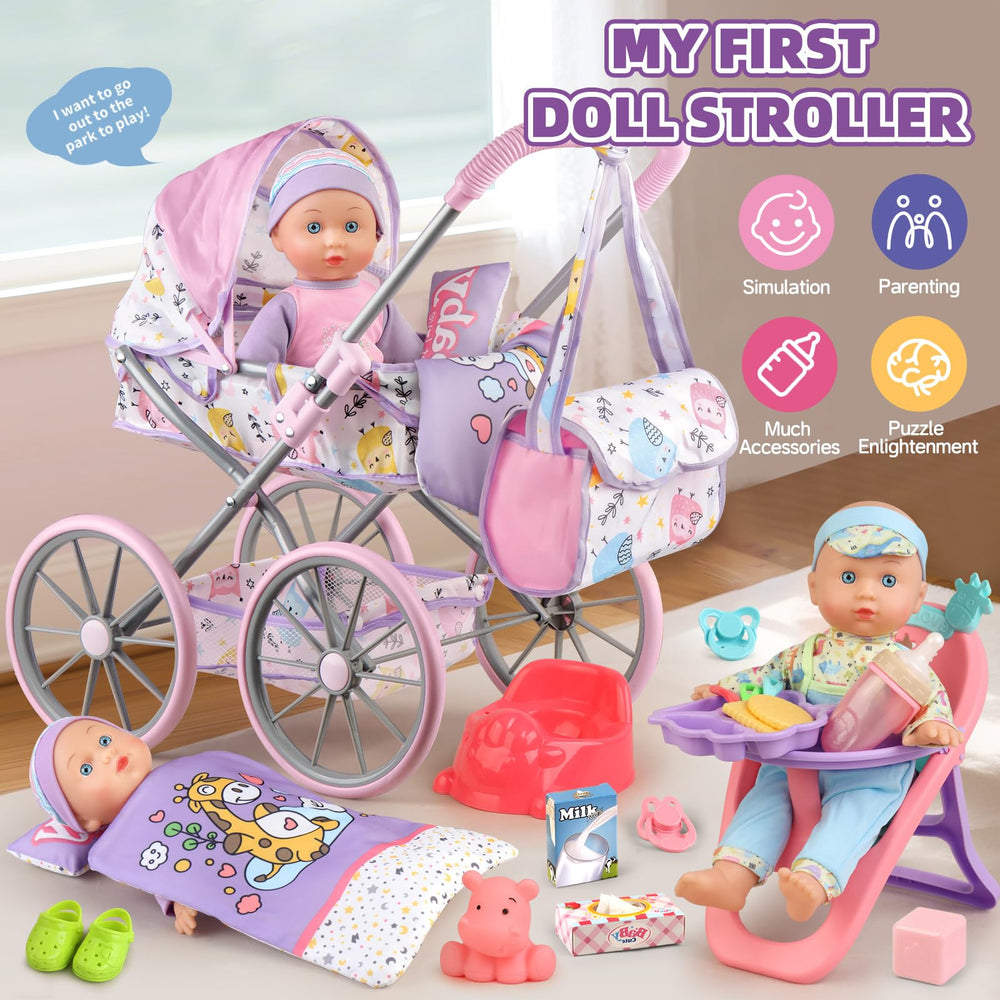 YIYBM stroller with folding canopy and seat for compact storage.