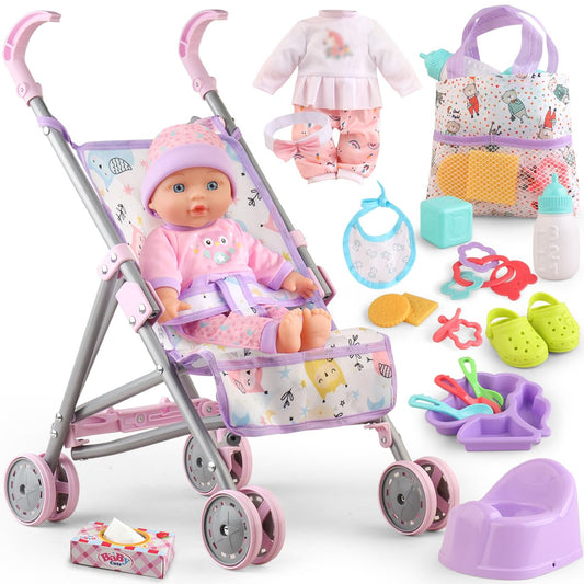 YIYBM baby doll from the stroller set ready for imaginative play